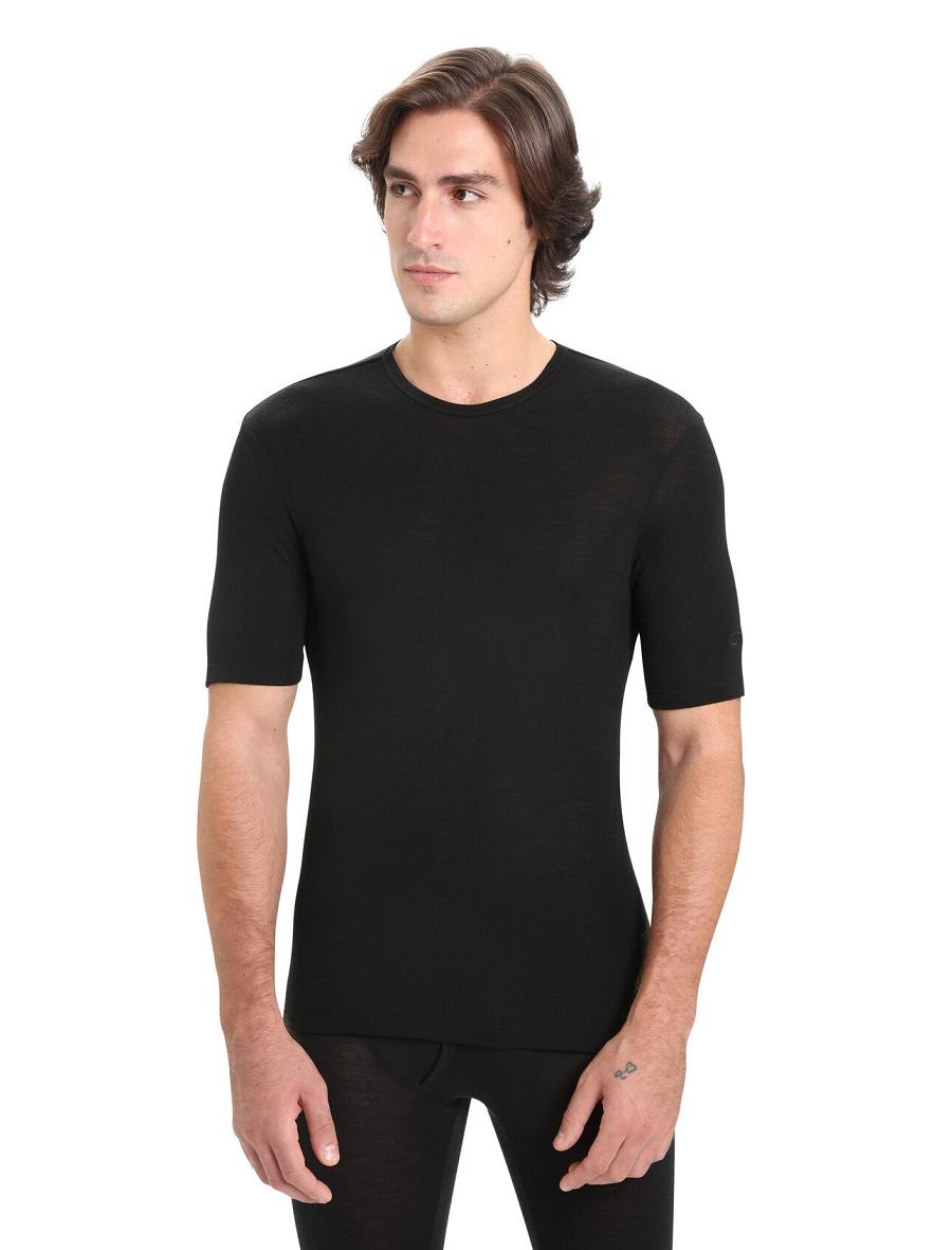 Base Layers Icebreaker Merino 175 Everyday Corta Sleeve Crewe Thermal Top Homme Noir | FR 1378HAPK